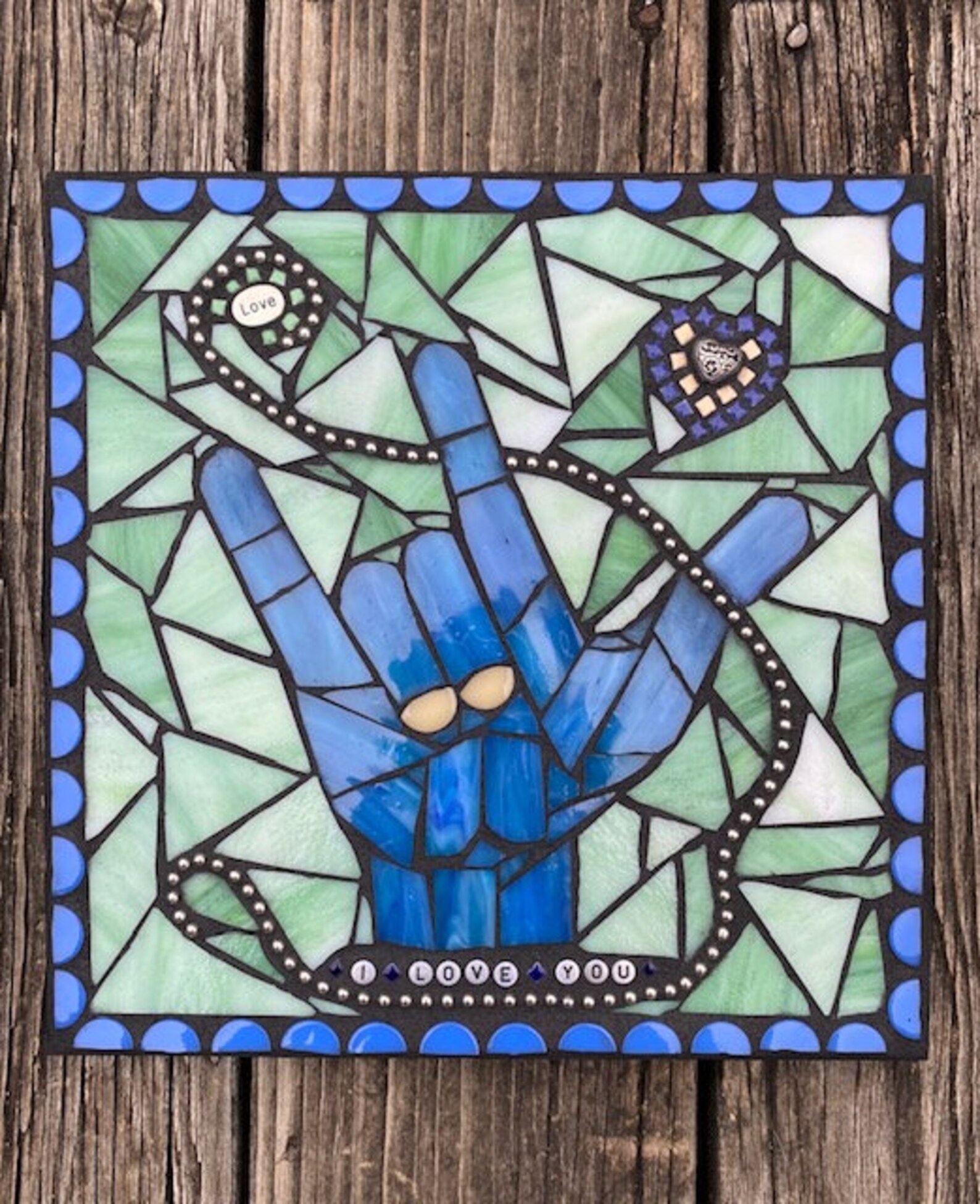 Stained Glass Mosaic Mosaic Plaque ASL Love I Love You Etsy