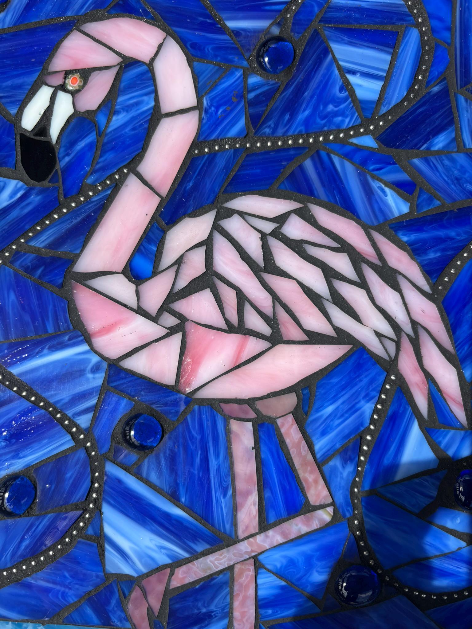 Pink Flamingo Stained Glass Mosaic, Coastal Wall Art - Etsy