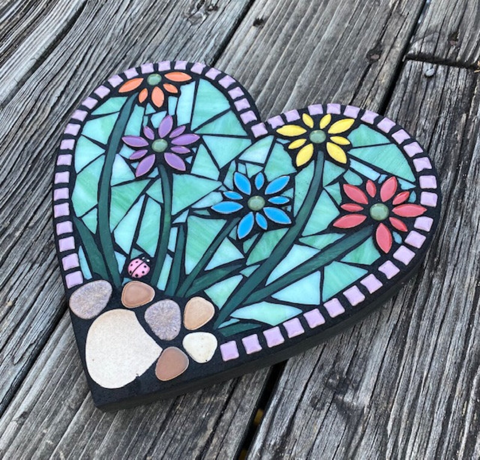 Mosaic Heart Wall Hanging Heart Stained Glass Heart Mixed Etsy