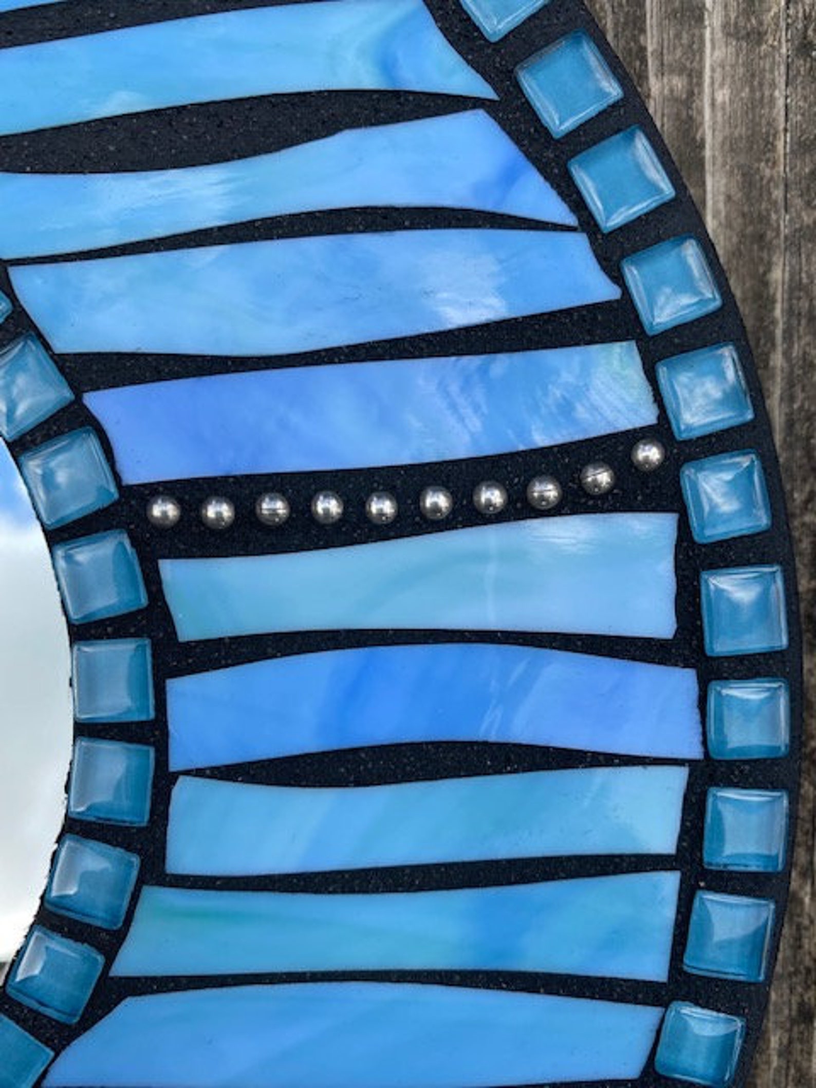 Round Stained Glass Mirror Wall Hanging Mirror Blue/green Etsy