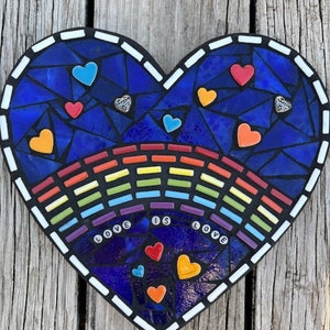 Heart Art, Love is Love, Stained Glass Heart, Mixed Media, Rainbow ...