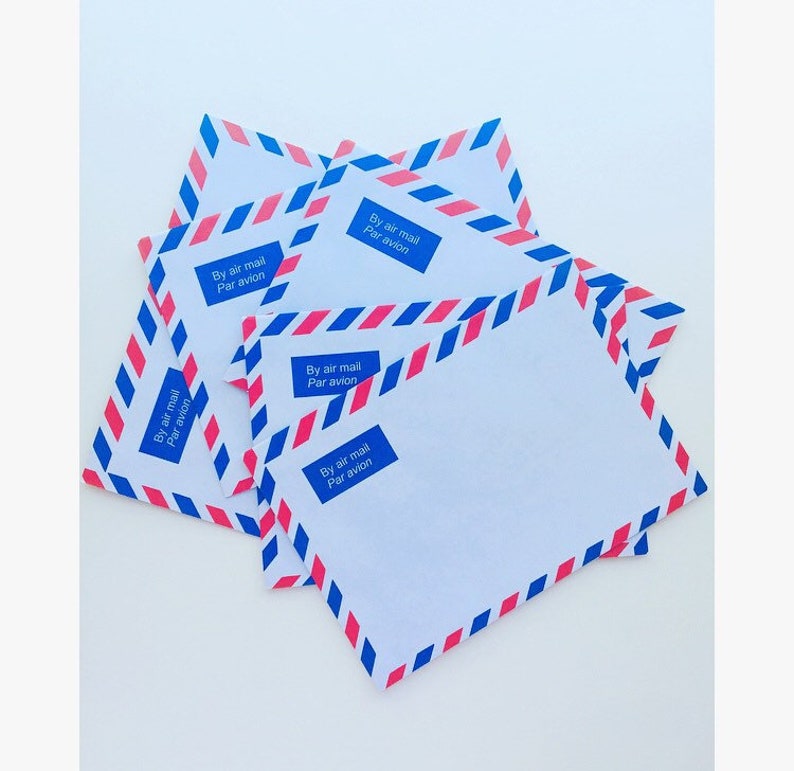 15 Airmail Red & Blue Envelopes Stationery Etsy