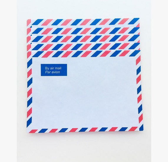 15 Airmail Red &amp; Blue Envelopes Stationery | Etsy