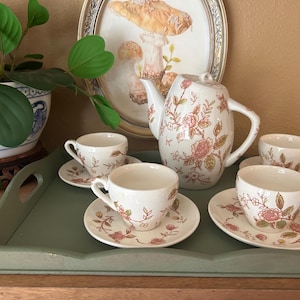 Vintage child’s tea set, Rose Chintz teapot, Rose Chintz teacups, Cottage core teapot, Grandmacore tea set, Vintage Johnson Brothers china