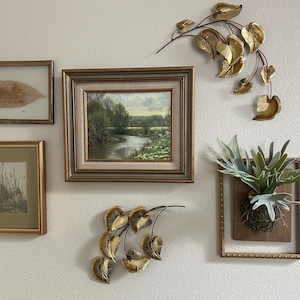 Vintage Botanical Wall Art, Vintage brass Metal Wall Art, Botanical Wall Art, Vintage Wall Hanging, Metal Wall Hanging, Metal leaf Decor