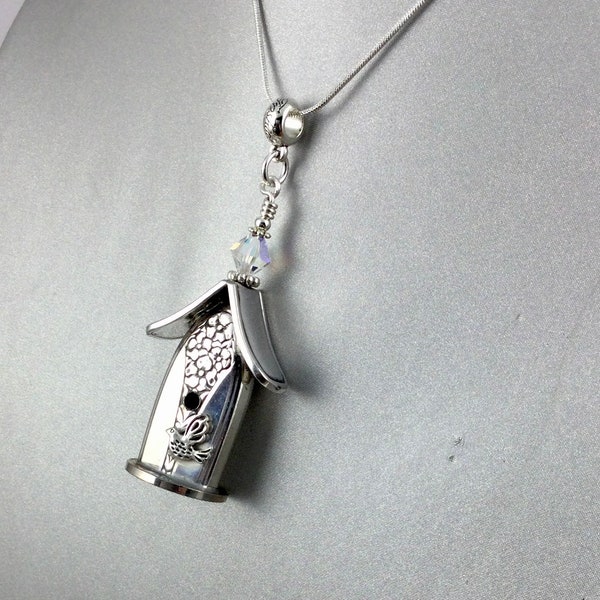 Flatware Birdhouse Necklace- Flatware Jewelry- # 7375