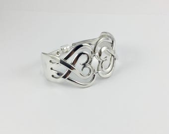 Fork Bracelet- Size 7 1/4 inches - Flatware Jewelry - Heart Bracelet - # 11755