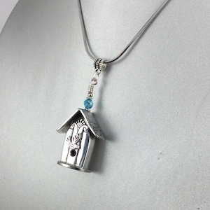 Flatware Birdhouse Necklace- Flatware Jewelry- # 9491