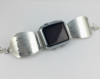 38mm - 40mm - 41mm / Series 10/11 - 42mm iWatch Band - Size 6 1/2 inches - Womens Silver iWatch Band  - # 12195