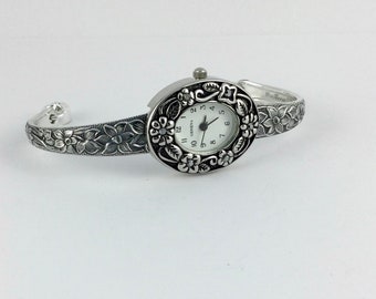Spoon Handle Watch - Size 6 1/4 inches -  Womens Silver Watch - # 8655