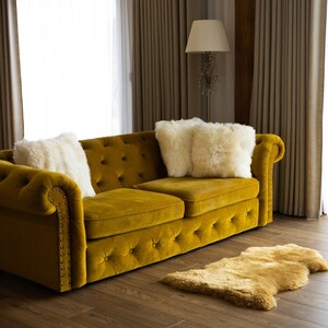 Genuine Natural Mustard Color Sheepskin Rug Scandinavian Decor Sofa Sheepskin throw Chair Cover Natural Sheep Skin Rug
