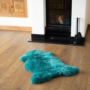 Genuine Natural emerald green Sheepskin Rug Sheepskin Throw  Scandinavian Style | Scandinavian Rug | emerald green Sheepskin