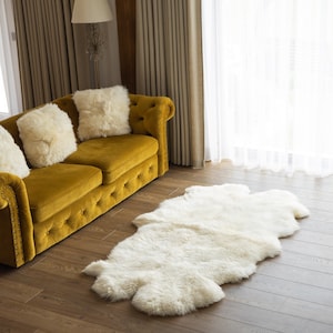 Real Sheepskin Rug Creamy White Huge Sheep skin Throw Blanket