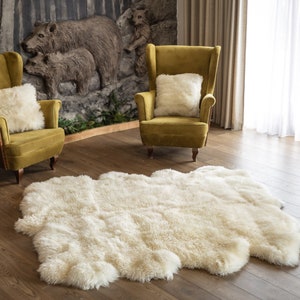 Genuine Natural creamy white Sheepskin Rug, Pelt,  Giant Sheepskin rug, Large sheepskin Rug, Sheepskin throw