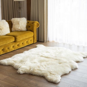 Genuine Natural creamy white Sheepskin Rug, Pelt,  Giant Sheepskin throw Octo Deca
