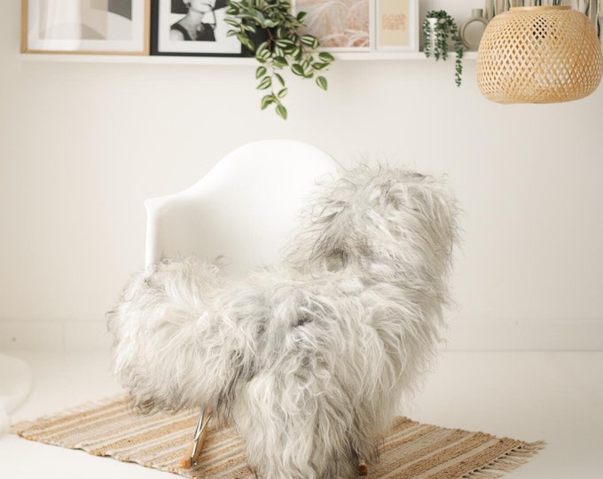 Real Icelandic Sheepskin Rug Scandinavian Decor Sofa Sheepskin throw Chair Cover Natural Sheep Skin Rugs Gray #Iceland1603