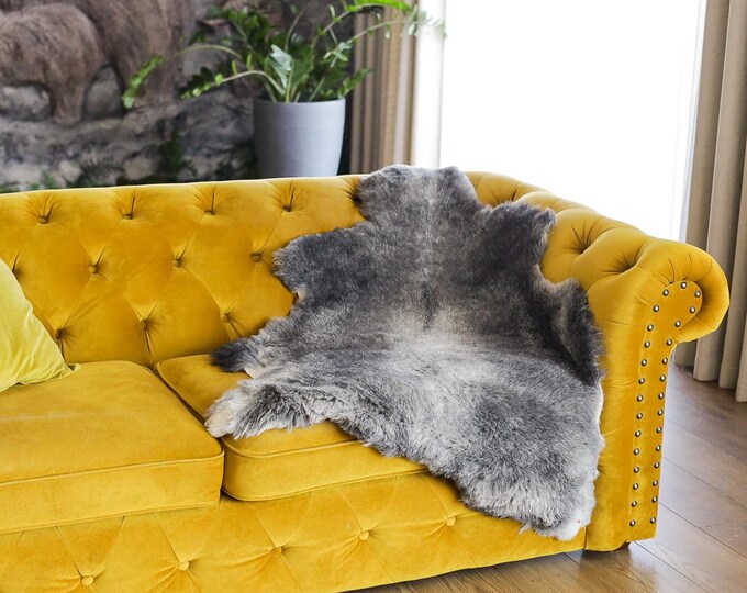Real Sheepskin Rug Shaggy Rug Chair Cover Scandinavian Home Sheepskin Throw Sheep Skin Gray Sheepskin Home Decor Rugs #Mher64