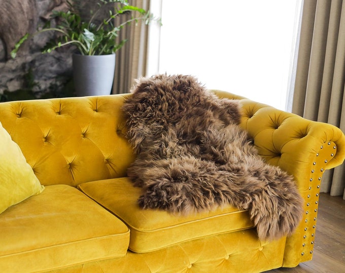 Real Sheepskin Rug Shaggy Rug Chair Cover Scandinavian Home Sheepskin Throw Sheep Skin Brown Sheepskin Home Decor Rugs #Mher60
