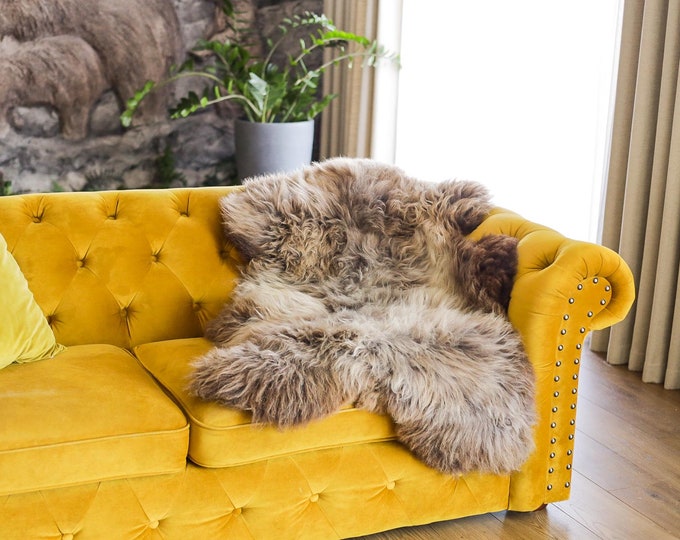 Real Sheepskin Rug Shaggy Rug Chair Cover Scandinavian Home Sheepskin Throw Sheep Skin Gray Brown Sheepskin Home Decor Rugs #Mher48