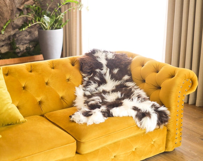 Real Sheepskin Rug Shaggy Rug Chair Cover Scandinavian Home Sheepskin Throw Sheep Skin Gray Brown Sheepskin Home Decor Rugs #Mher11