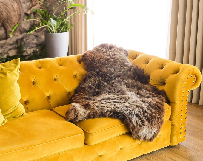 Real Sheepskin Rug Shaggy Rug Chair Cover Scandinavian Home Sheepskin Throw Sheep Skin Gray Brown Sheepskin Home Decor Rugs #Mher8