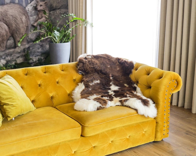 Real Sheepskin Rug Shaggy Rug Chair Cover Scandinavian Home Sheepskin Throw Sheep Skin White Brown Sheepskin Home Decor Rugs #Mher56