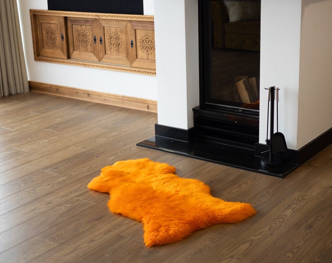 Real Sheepskin Genuine Natural Orange Sheepskin Rug Throw  Scandinavian Style Rug Sheepskin throw Chair Cover Natural Sheep Skin Rugs