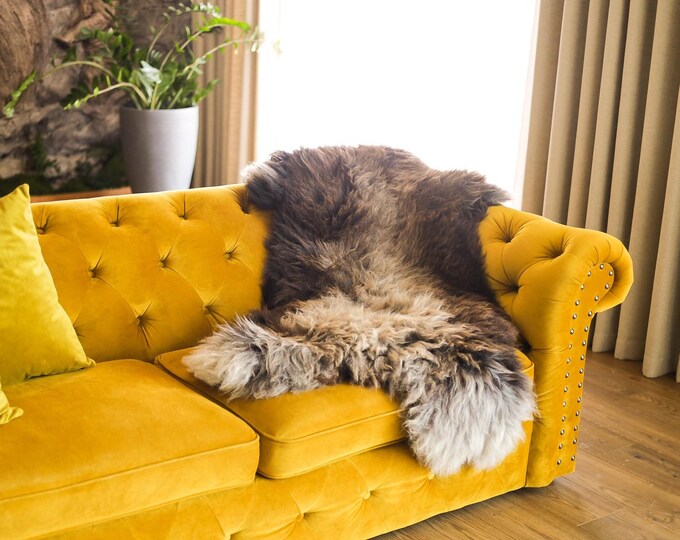 Real Sheepskin Rug Shaggy Rug Chair Cover Scandinavian Home Sheepskin Throw Sheep Skin Gray Brown Sheepskin Home Decor Rugs #Mher10