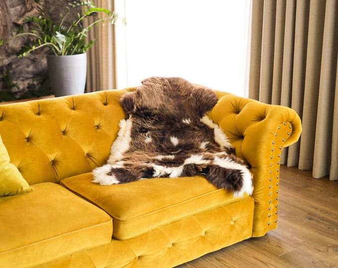 Real Sheepskin Rug Shaggy Rug Chair Cover Scandinavian Home Sheepskin Throw Sheep Skin Gray Brown Sheepskin Home Decor Rugs #Mher12