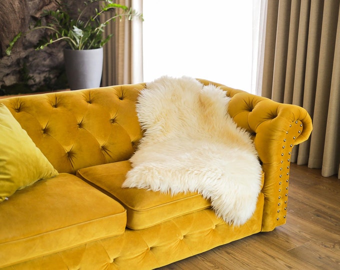 Real Sheepskin Rug Shaggy Rug Chair Cover Scandinavian Home Sheepskin Throw Sheep Skin Creamy White Sheepskin Home Decor Rugs #Mher21