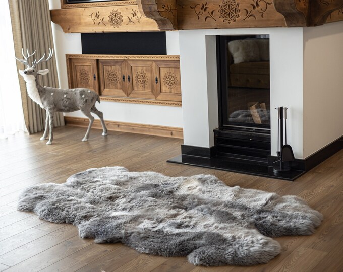 Quattro Sheepskin Rug | Large Sheepskin | Gray Sheepskin | Sheepskin Throw | Merino Sheepskin Rug | #2pol20