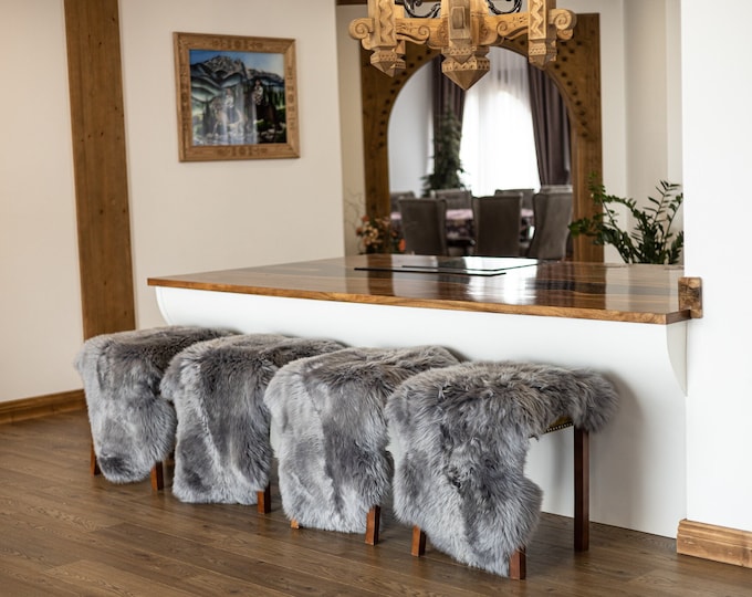 Genuine Natural Gray Color Sheepskin Rug Scandinavian Decor Sofa Sheepskin throw Chair Cover Natural Sheep Skin Rug