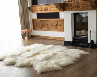 Genuine Natural icelandic creamy white Sheepskin Rug, Giant sheepskin rug, octo sheepskin rug