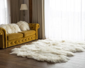 Genuine Natural icelandic creamy white Sheepskin Rug, Giant sheepskin rug, deca sheepskin rug