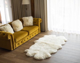 Real Sheepskin Rug Creamy White Huge Sheep skin Throw Blanket