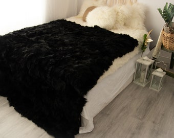 Black Fur Blanket Etsy