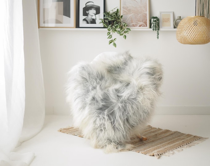 Real Icelandic Sheepskin Rug Scandinavian Home Decor Sofa Sheepskin throw Chair Cover Natural Sheep Skin Rugs Gray Black #IS183
