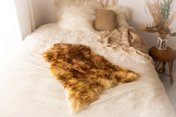 Real Sheepskin Rug Shaggy Rug Chair Cover Sheepskin Throw Sheep Skin White Brown Tips Sheepskin Scandinavian Home Decor Rugs #Nuher23