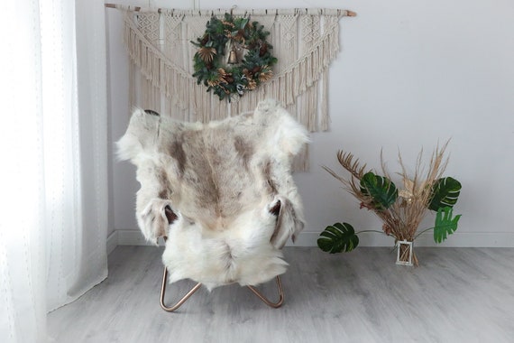 Reindeer Hide | Reindeer Rug | Reindeer Skin | Throw XXL EXTRA LARGE - Scandinavian Style Christmas Decor Brown White Hide #Pre6