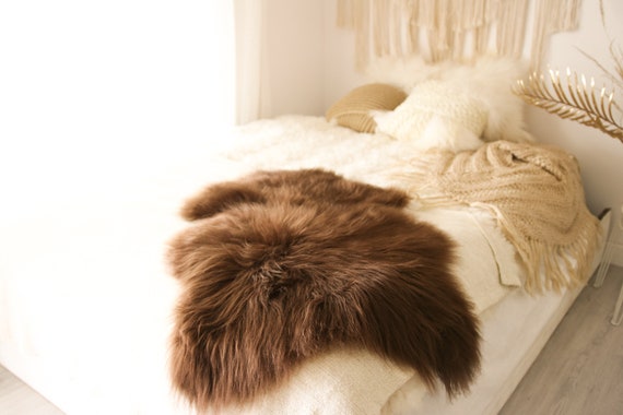 Real Icelandic Sheepskin Rug Scandinavian Decor Sofa Sheepskin throw Chair Cover Natural Sheep Skin Rugs Brown Fur Rug #Roz1