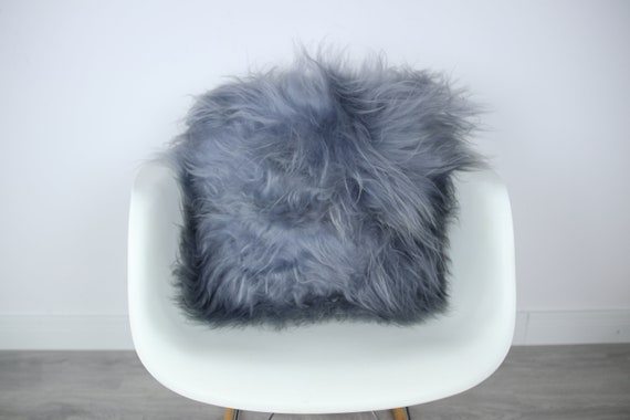 Sheepskin Fur Pillow, Real fur pillow, Gray fur pillow, Square sheepskin pillow, Grey pillow, scandinavian pillow, Both side fur