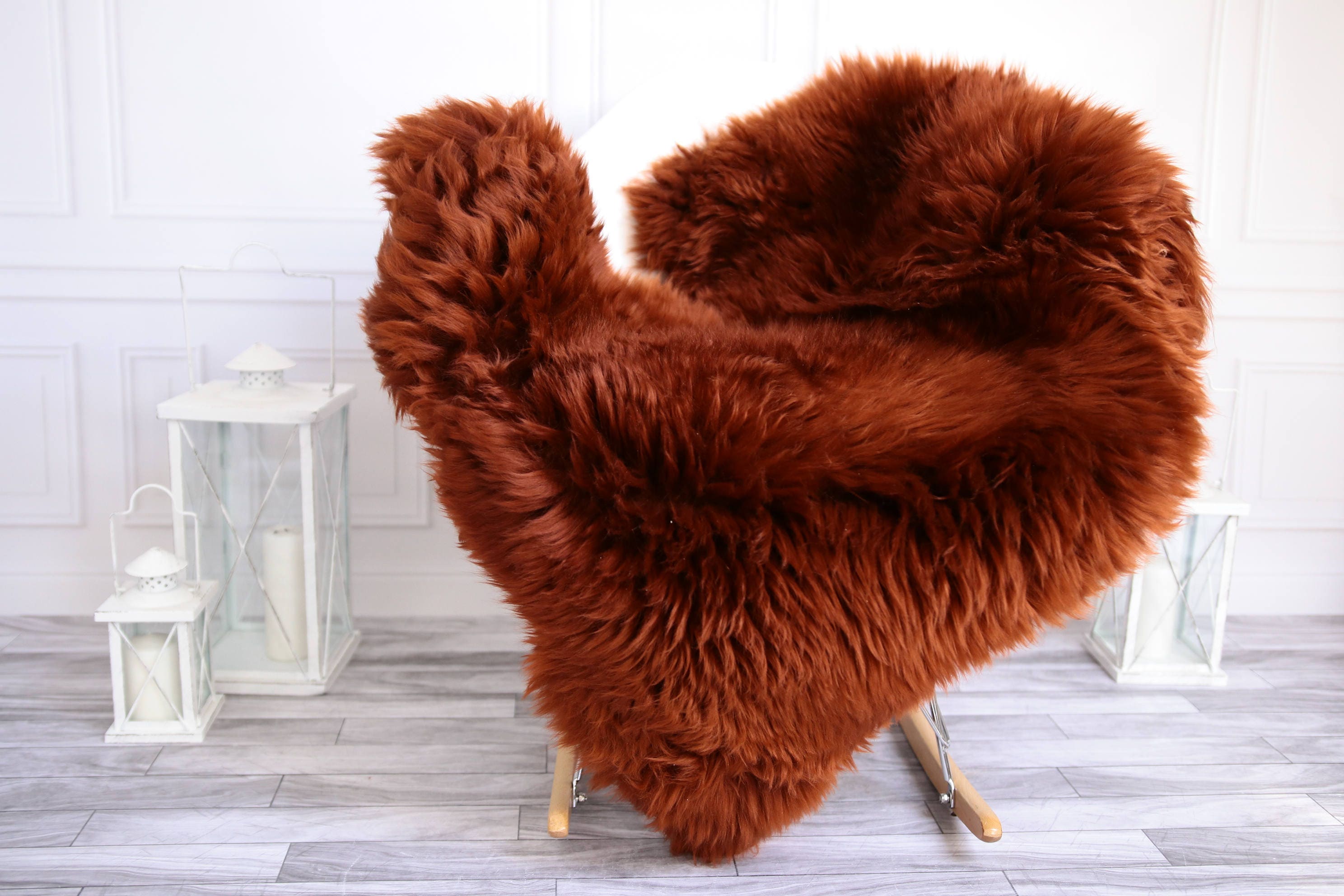 Copper Sheepskin Rug Sheepskin throw Chair Cover Super Soft Rug