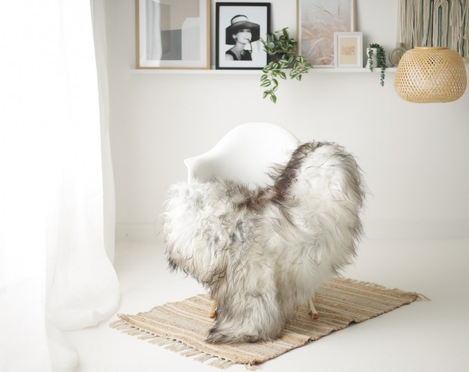 Real Icelandic Sheepskin Rug Scandinavian Decor Sofa Sheepskin throw Chair Cover Natural Sheep Skin Rugs Gray Brown #Iceland1571