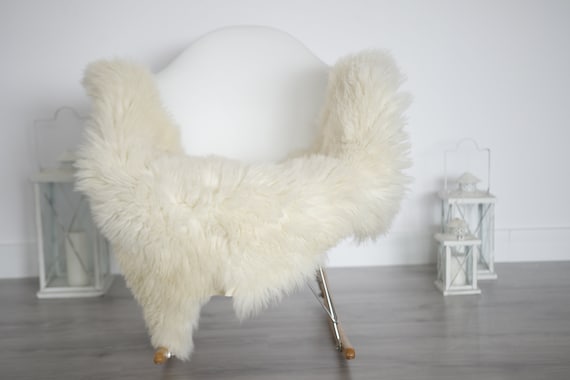Genuine Rare Tuscan Lamb Sheepskin Rug - Curly Fur Rug - Natural Sheepskin - Ivory Brown Sheepskin | Small Sheepskin #5margot12