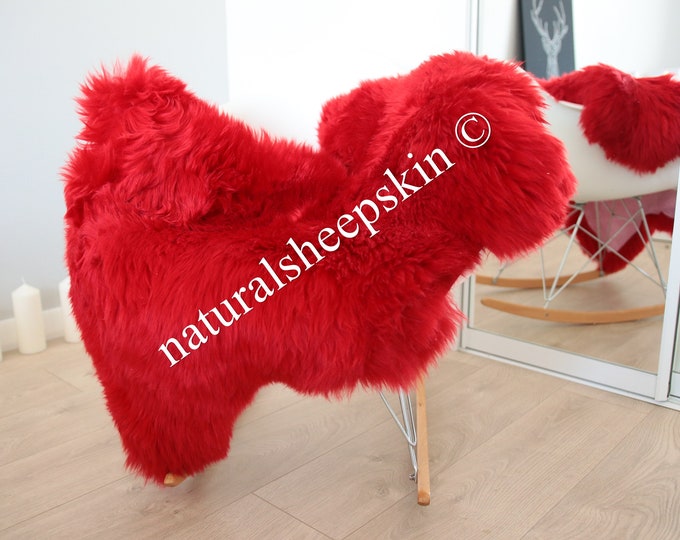Genuine Natural Red Sheepskin Rug Sheepskin Throw  Scandinavian Style | Scandinavian Rug | Red Sheepskin