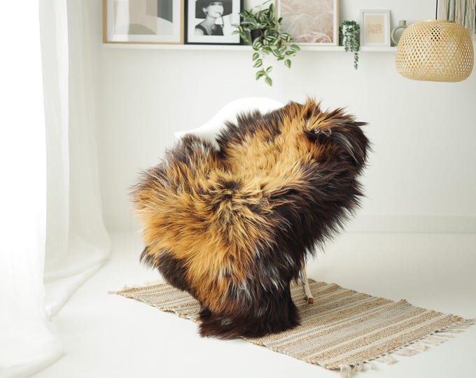 Real Icelandic Sheepskin Rug Scandinavian Decor Sofa Sheepskin throw Chair Cover Natural Sheep Skin Rugs Brown Black #IS60