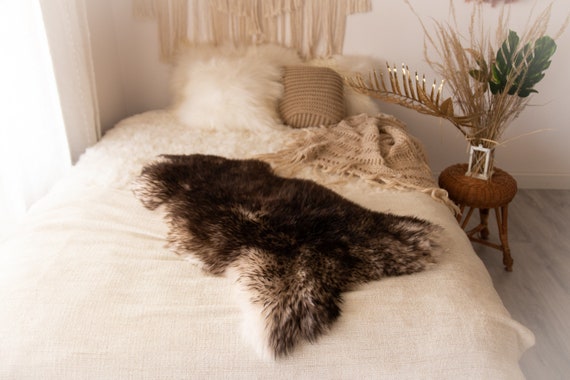 Real Sheepskin Rug Shaggy Rug Chair Cover Sheepskin Throw Sheep Skin White Brown White Sheepskin Home Decor Rugs #Nuher6