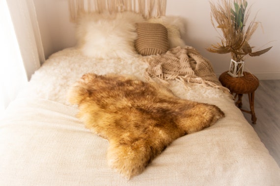 Real Sheepskin Rug Shaggy Rug Chair Cover Sheepskin Throw Sheep Skin White Brown Tips Sheepskin Scandinavian Home Decor Rugs #Nuher19