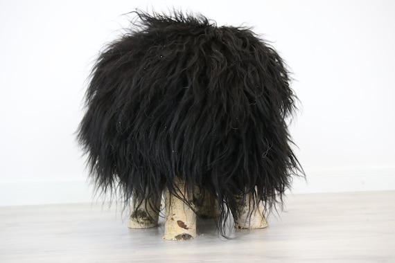 Black fur stool sale