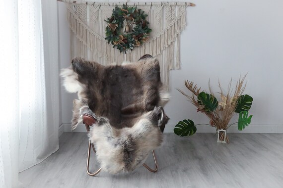 Reindeer Hide | Reindeer Rug | Reindeer Skin | Throw XXL EXTRA LARGE - Scandinavian Style Christmas Decor Brown White Hide #Pre5